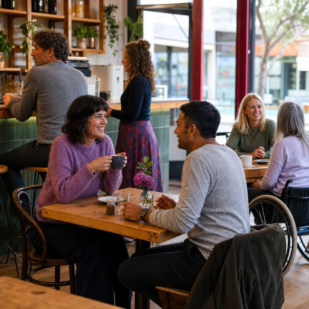 People introducing themselves at a relaxed Peterborough singles evening